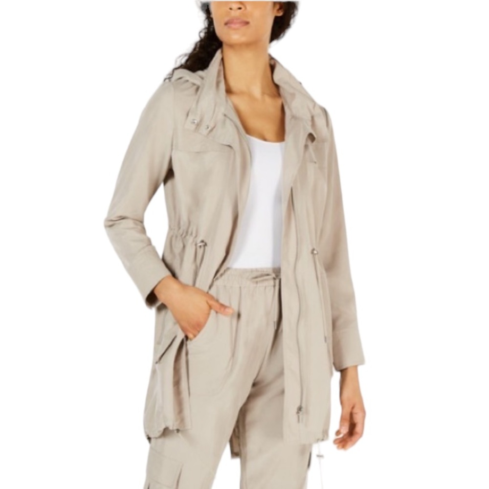 Elie Tahari Daria Hooded Long Sleeve Utility Jacket